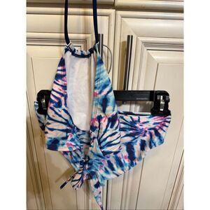 Kanu Surf Girls Mahina Beach Sport Halter Tie Dye Two-Piece Bikini Set Blue 14